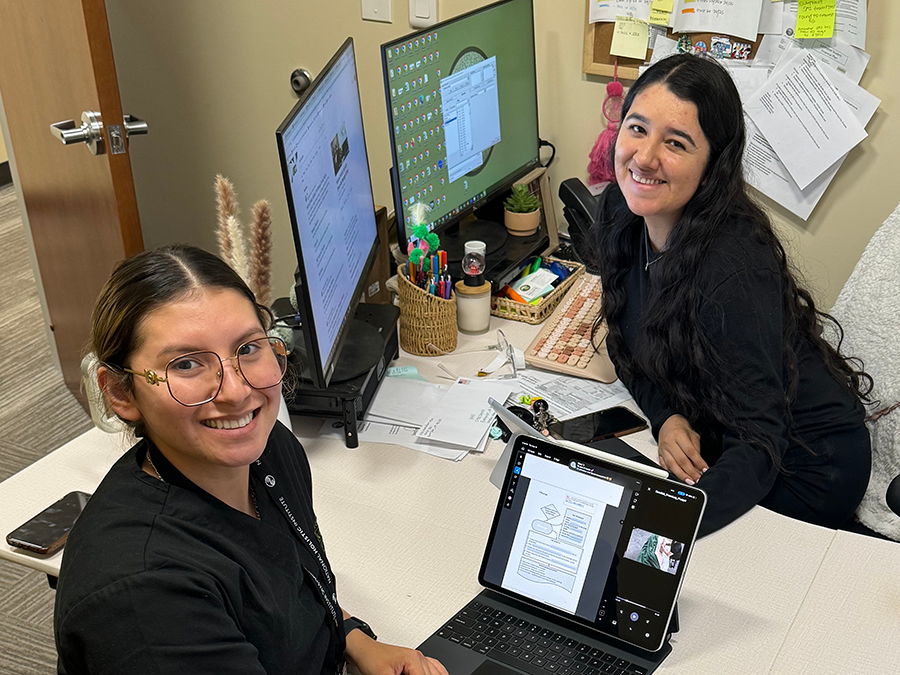 Dafne Rodriguez NHI San Jose Massage School Student with Financial Aid Administrator Idaly Barrios