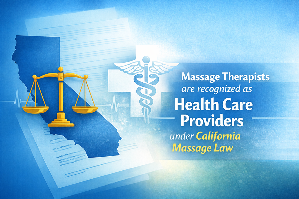 Massage Therapists are recognized as Health Care Providers under California Massage Law