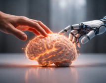 Human and Robotic Hands Touch a Brain